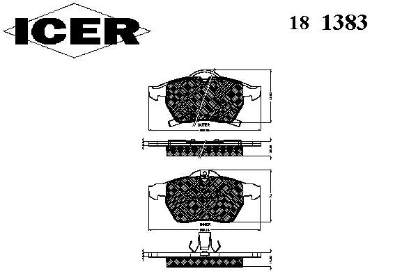 Гальмівні колодки Icer 181383 ціна, від 17.41 USD