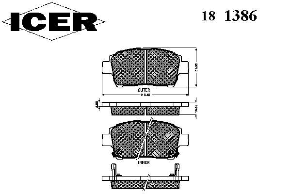 Тормозні колодки Icer 181386