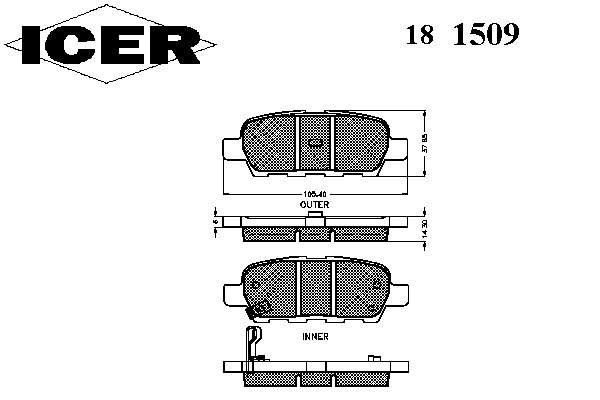 Задні гальмівні колодки 181509 Icer