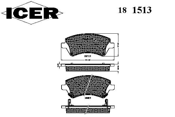 Гальмівні колодки Icer 181513 ціна, від 18.24 USD