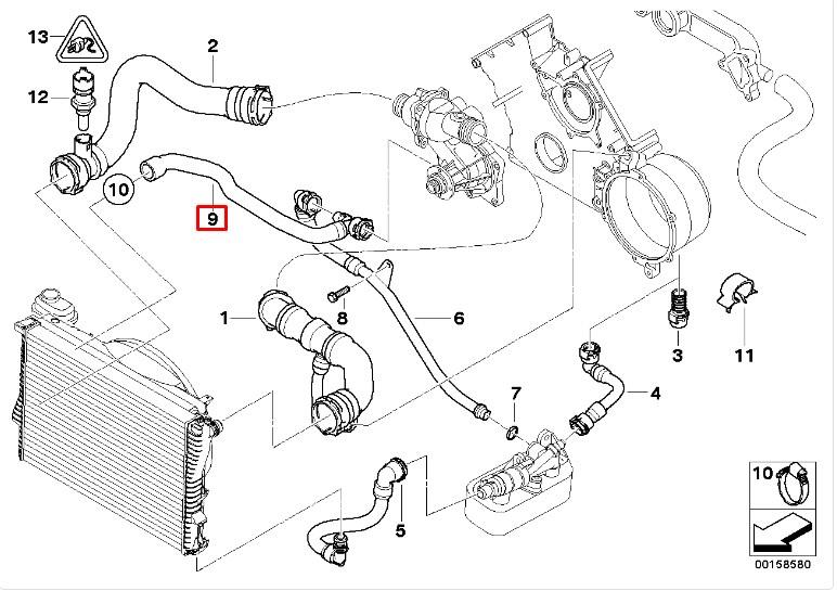 Шланг/патрубок радіатора охолодження, верхній BMW 11531711381 ціна, від 20.13 USD