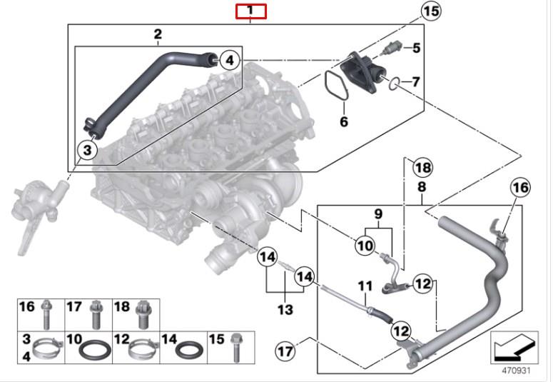 Шланг/патрубок системи охолодження 11532367436 BMW