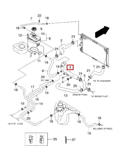 Фланець системи охолодження (трійник) 96313300 General Motors