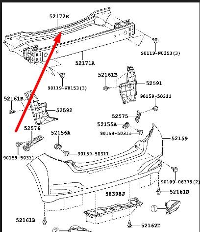 Балка бампера заднього Toyota 521720D020 ціна, від 50.68 USD