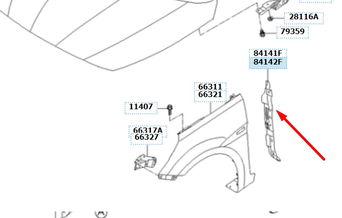 841421R000 Hyundai/Kia ущільнювач крила