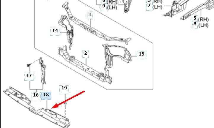 0K2NA50371 Hyundai/Kia Накладка дифузора радіатора верхня