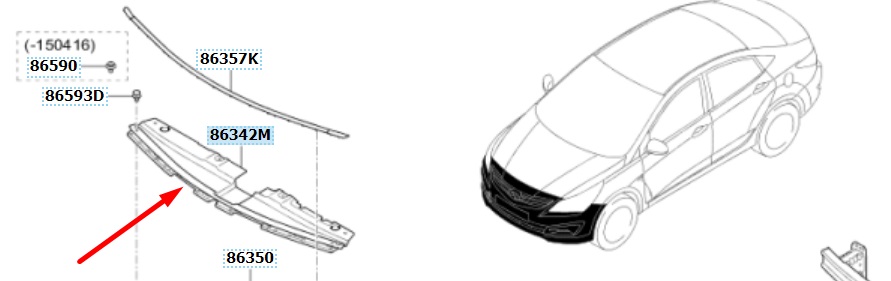 863624L500 Hyundai/Kia Накладка дифузора радіатора верхня