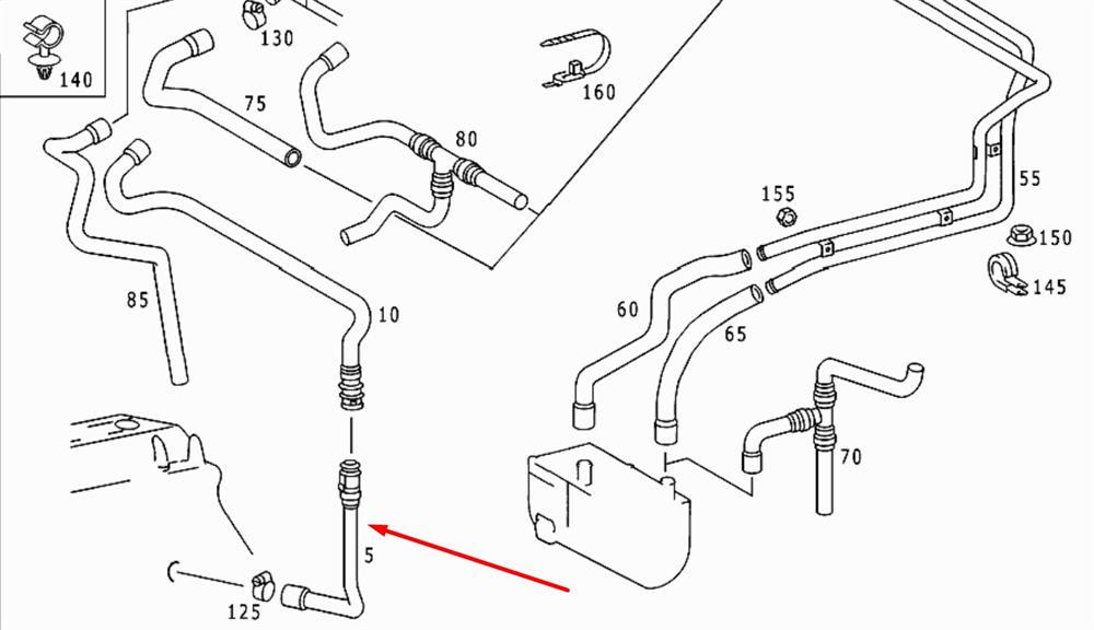 Шланг радіатора опалювача/пічки, подача 9018325023 Mercedes