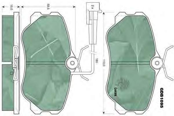 Колодки гальмівні передні, дискові GDB1095 Lucas