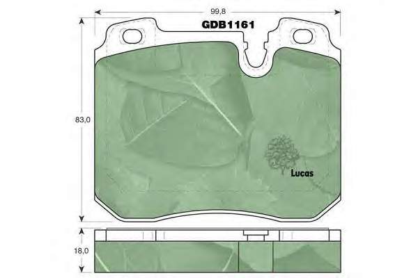 Колодки гальмівні передні, дискові GDB1161 Lucas