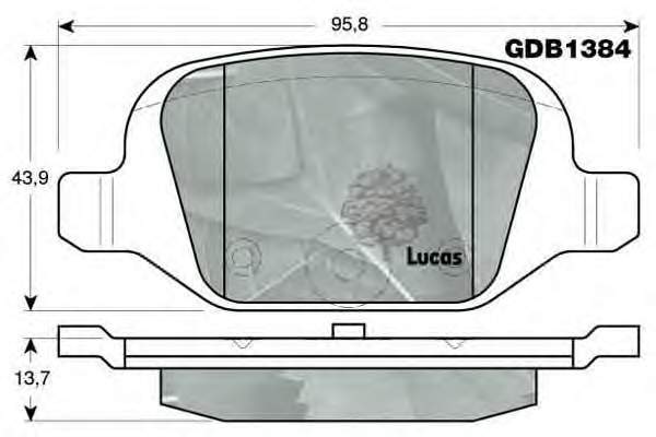 Задні гальмівні колодки GDB1384 Lucas