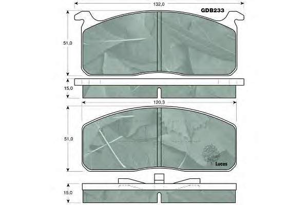 Колодки гальмівні передні, дискові GDB233 Lucas