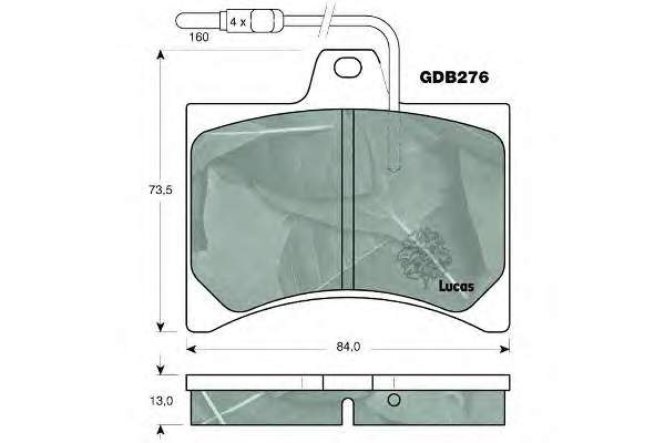 Колодки гальмівні передні, дискові GDB276 Lucas