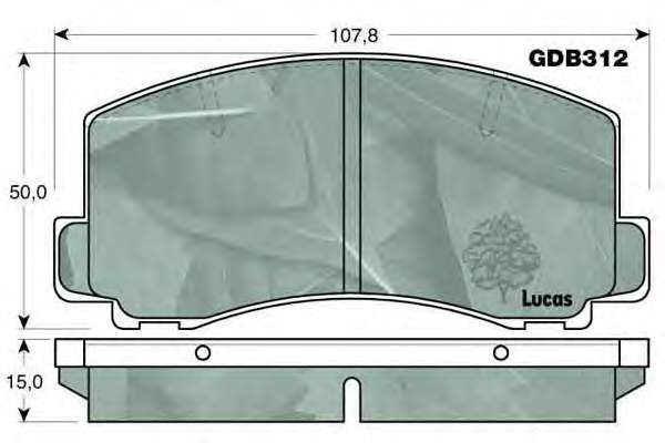 Колодки гальмівні передні, дискові GDB312 Lucas