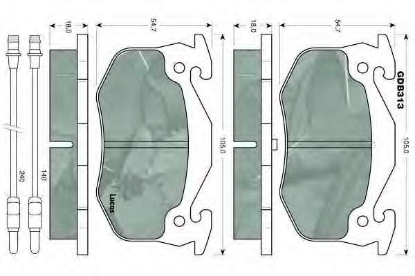 Колодки гальмівні передні, дискові GDB313 Lucas