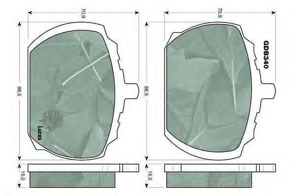 Колодки гальмівні передні, дискові GDB340 Lucas