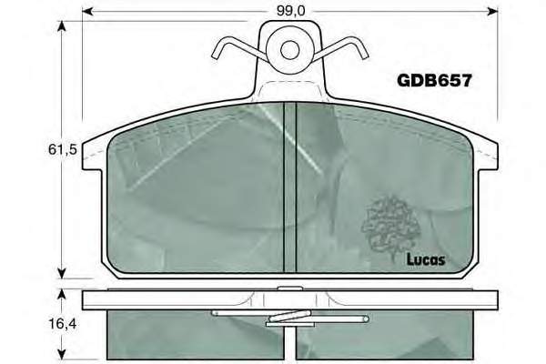 Колодки гальмівні передні, дискові GDB657 Lucas