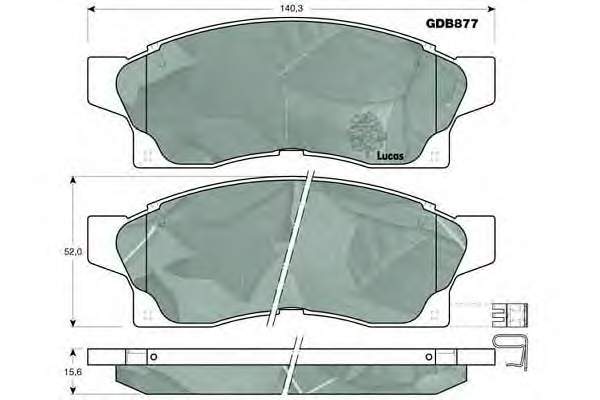 Колодки гальмівні передні, дискові GDB877 Lucas