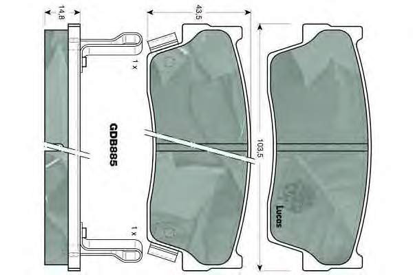 Колодки гальмівні передні, дискові GDB885 Lucas