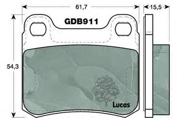 Колодки гальмові задні, дискові GDB911 Lucas