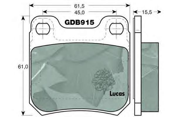 GDB915 Lucas колодки гальмові задні, дискові