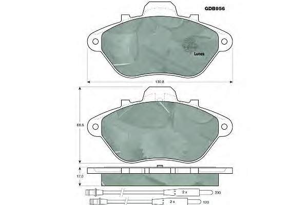 Колодки гальмівні передні, дискові GDB956 Lucas