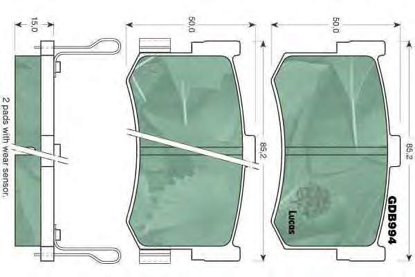 Колодки гальмові задні, дискові GDB994 Lucas