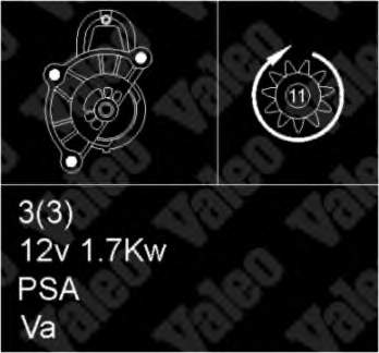 455691 VALEO PHC Стартер (1,7 кВт, 12 В, D фланца 65 мм)