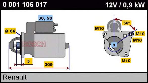 Купити 0001106017 Bosch Стартер