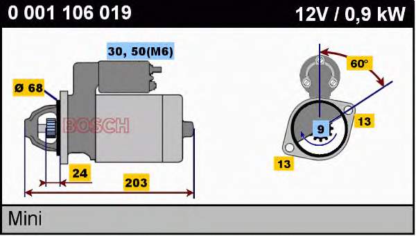 Стартер Bosch 0001106019 ціна, від 85.47 USD