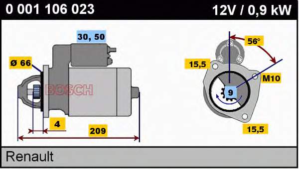 Стартер Bosch 0001106023 ціна, від 70.58 USD