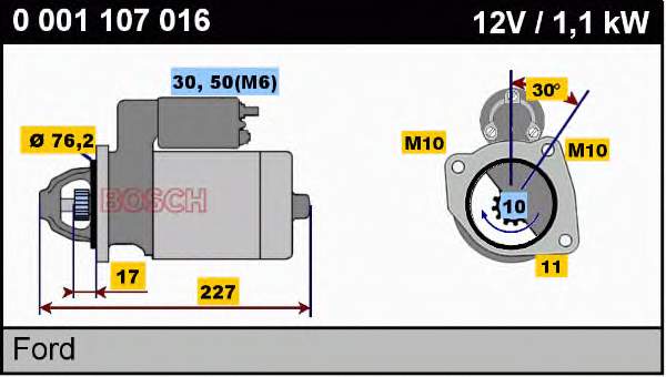Стартер Bosch 0001107016 ціна, від 88.56 USD