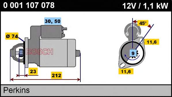 Стартер 0001107078 Bosch