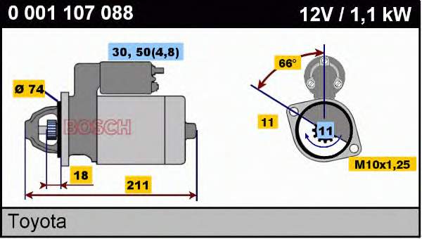 Стартер 0001107088 Bosch