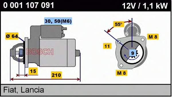 Стартер автомобільний Bosch 0001107091