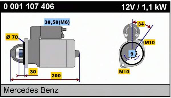 Стартер 0001107406 Bosch
