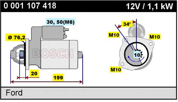 Стартер Bosch 0001107418 ціна, від 52.20 USD