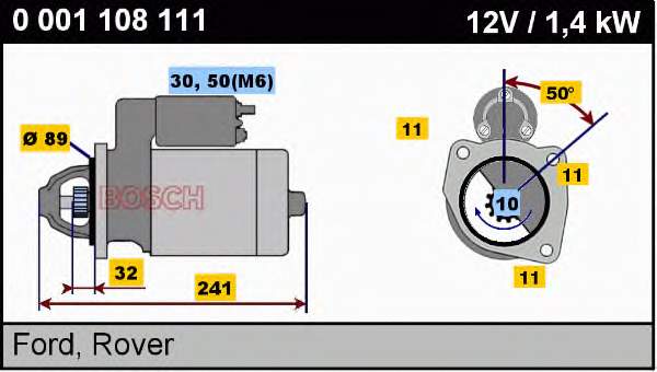 Стартер Bosch 0001108111 ціна, від 102.31 USD