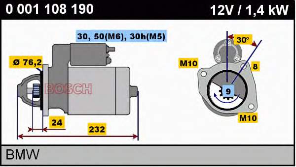 0001108190 Bosch Стартер двигуна