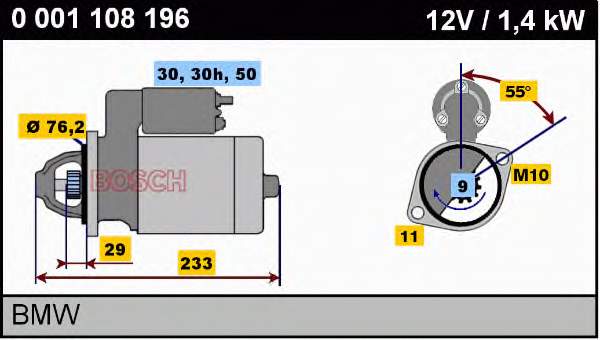 0001108196 Bosch Стартер двигуна
