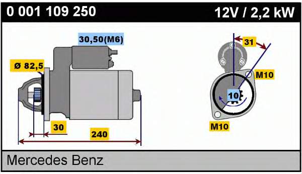 Купити 0001109250 Bosch Стартер
