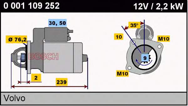Стартер Bosch 0001109252 ціна, від 38.01 USD
