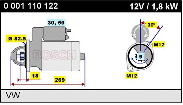 Стартер Bosch 0001110122 ціна, від 63.34 USD