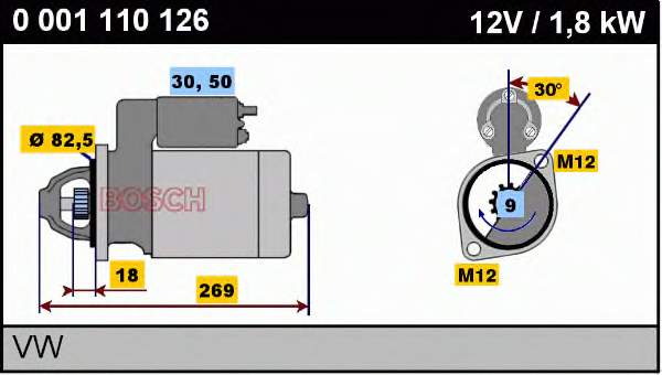 Стартер Bosch 0001110126 ціна, від 50.67 USD