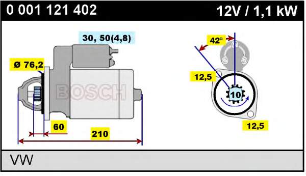 Стартер Bosch 0001121402 ціна, від 64.05 USD