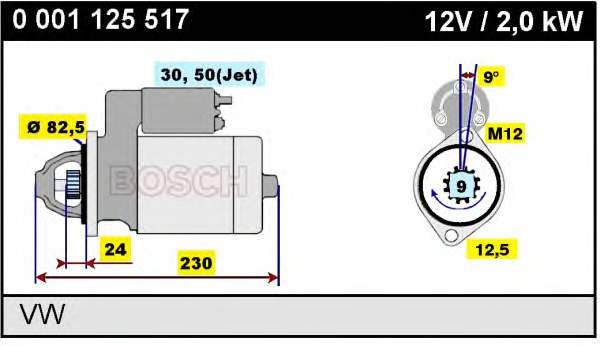 Стартер Bosch 0001125517 ціна, від 101.19 USD
