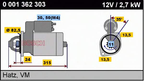Стартер 0001362303 Bosch