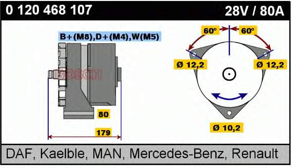 Генератор автомобільний Bosch 0120468107