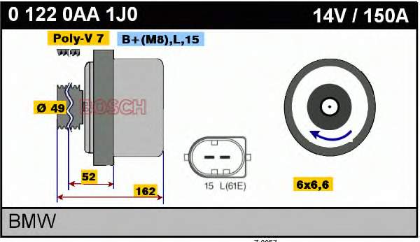 Генератор автомобільний Bosch 01220AA1J0