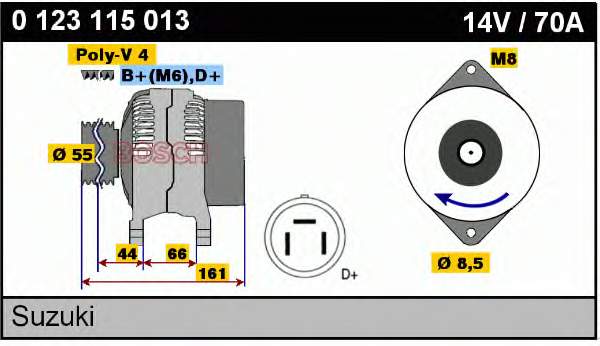 Генератор Bosch 0123115013 ціна, від 118.42 USD